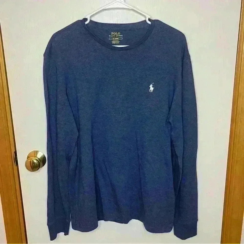 Polo Ralph‎ Lauren Long Sleeve Shirt Men Medium Blue Cotton Casual Work Pullover